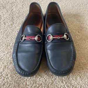 gucci drivers shoes men Leather Dark Blue Pre Owned Leather 10 US Made In Italy